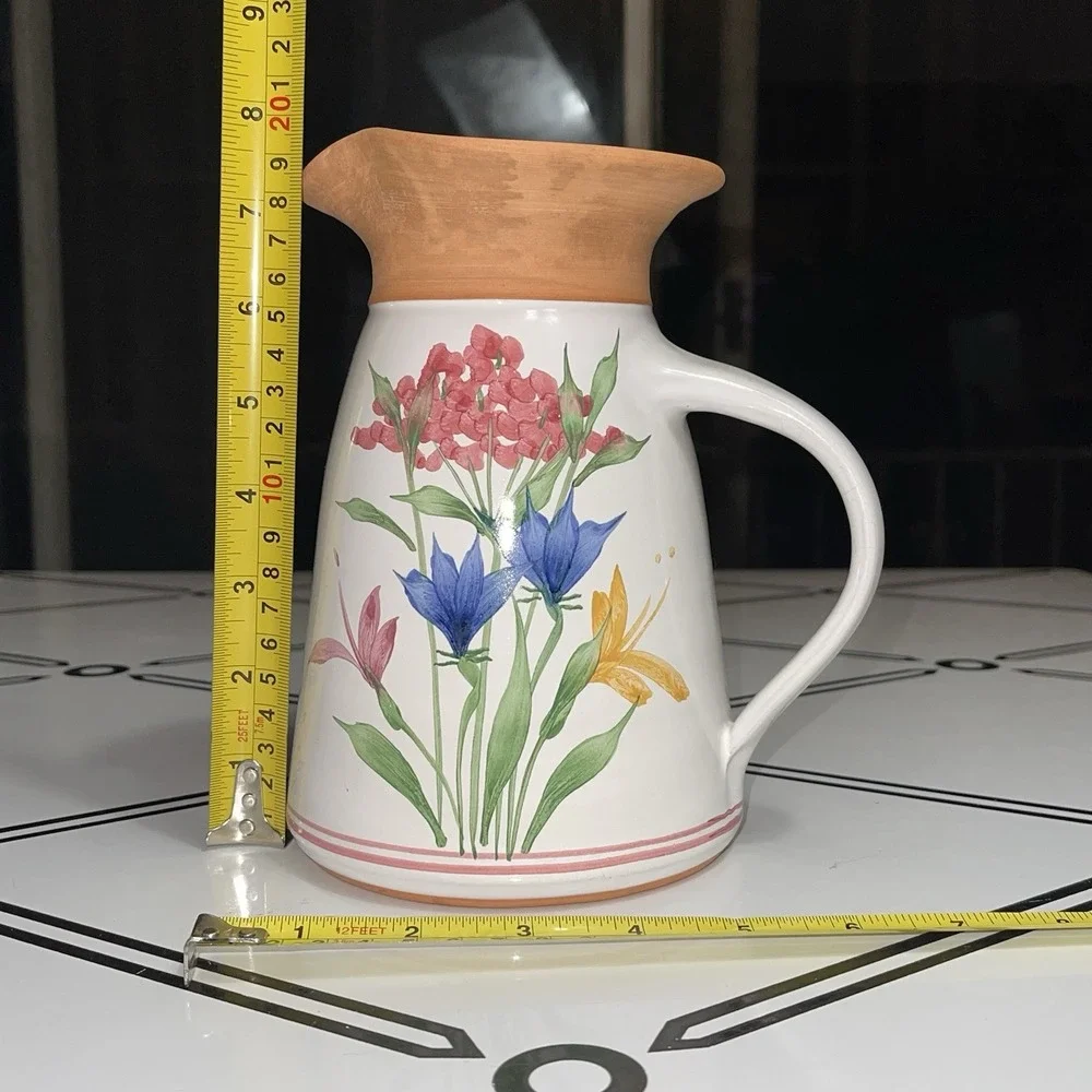 Vintage Emerson Creek Pottery Pitcher Vase Floral Flower Bedford‎ VA